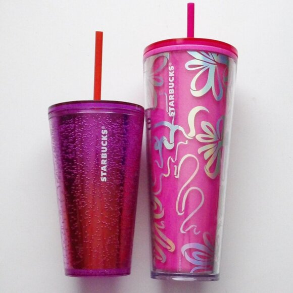 Starbucks Other - Starbucks Cold Beverage Tumblers Bundle of 2  with Straws Pink & Purple